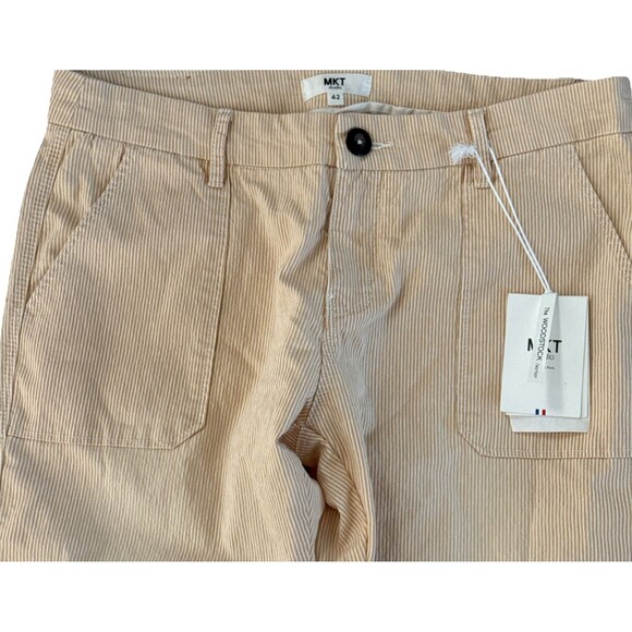 MKT Studio Pinstripe Pants Size 10 US NWT Pale Yellow White Lightweight - Picture 4 of 14